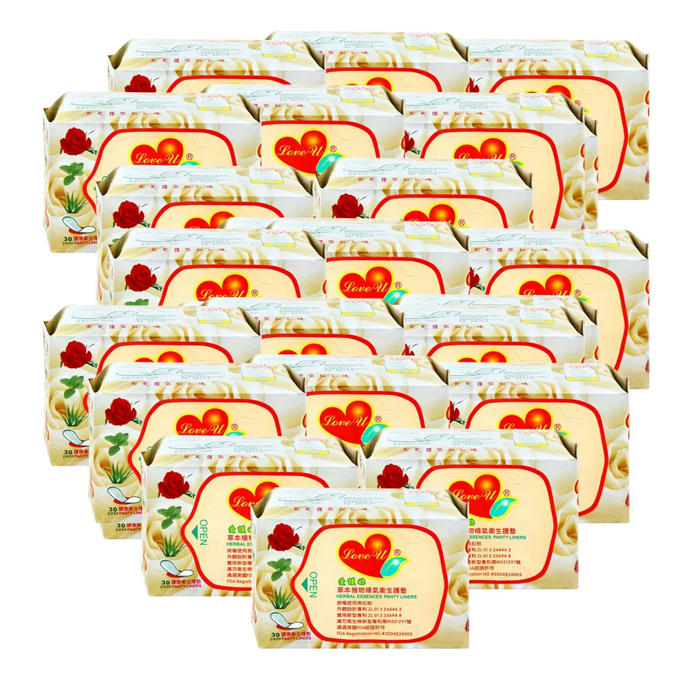 【愛護妳】草本植物精氣衛生棉-玫瑰護墊20包超值組(600片+6包隨身包)