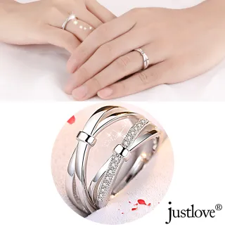 【justlove 璀璨配飾】亮晶晶S925純銀晶鑽戒指情侶對戒女戒男戒尾戒可自調戒圍定情求婚訂婚結婚戒(RN-1123)