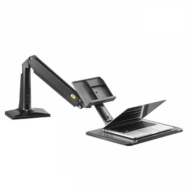 NB FB17 站坐交替筆電架FB17,採用氣彈式自由懸停昇降系統,可靈活調整高度,距離桌面最高達48cm,適合18型以下筆電使用。材質輕便耐用,提供舒適的使用體驗,是NORTH BAYOU品牌推出的專業3C週邊產品,適合辦公、學習與娛樂。