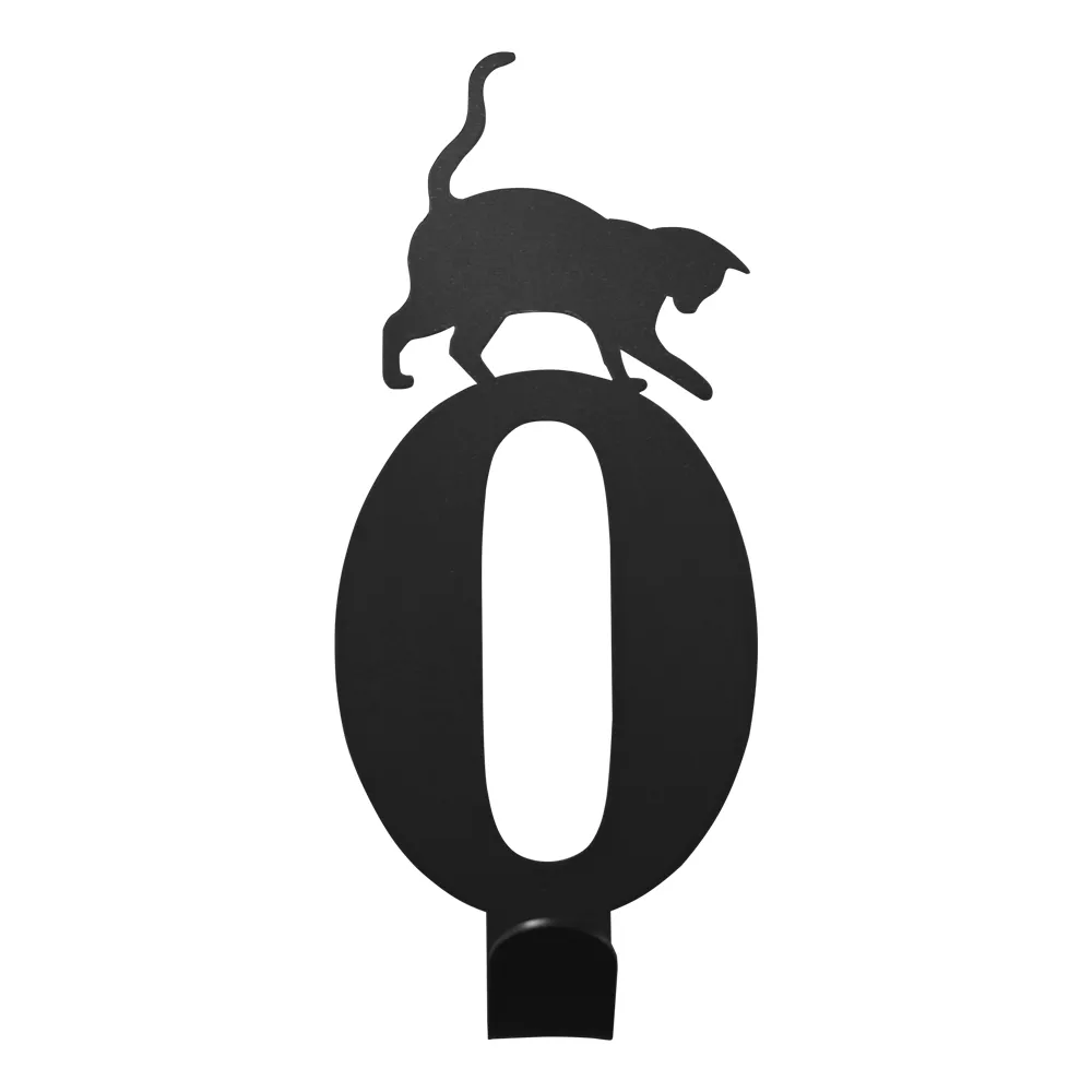 【OPUS 東齊金工】歐式鐵藝壁飾掛勾/無痕掛鉤/掛衣架/居家裝飾收納(HO-nb12-0B 當貓咪遇上數字0)