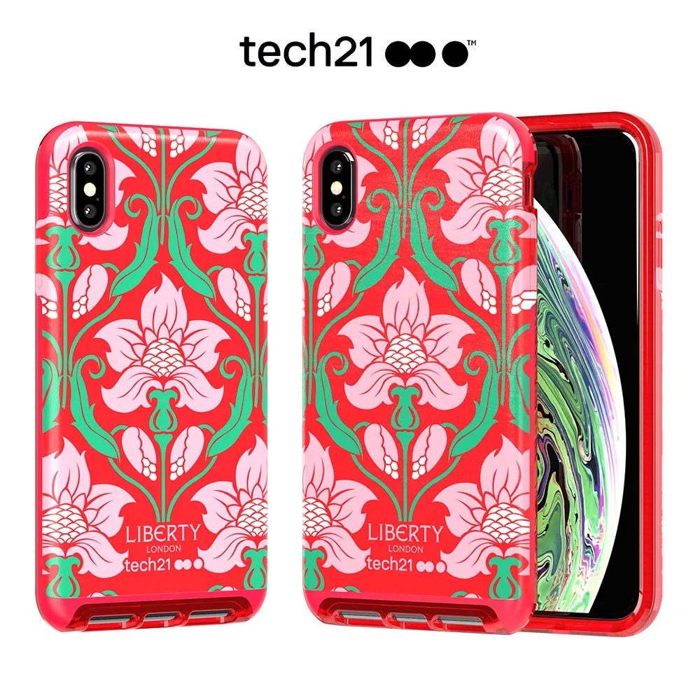 【英國Tech21】iPhone Xs Max 超衝擊EVO LUXE防撞皮質保護殼-杜鵑花系列(iPhone用戶獨享價)