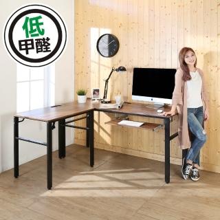 【BuyJM】工業風低甲醛防潑水L型160+80公分單鍵盤附插座作桌(電腦桌)
