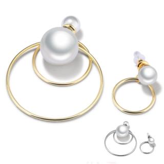 【I.Dear Jewelry】圓圈珍珠-誇張夜店不規則大小圈圈珍珠耳環(2色)