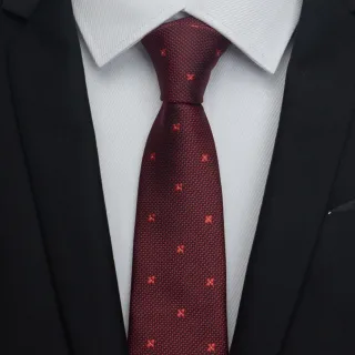 【拉福】領帶6cm中窄版領帶拉鍊領帶(紅紋)