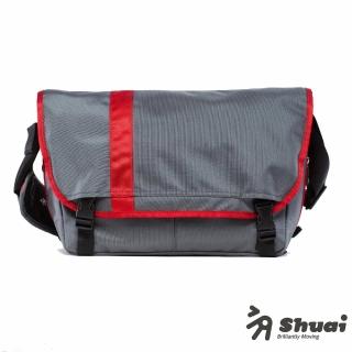 【Shuai】M1 Series Messenger 13 吋信差風格電腦側背包(灰紅)