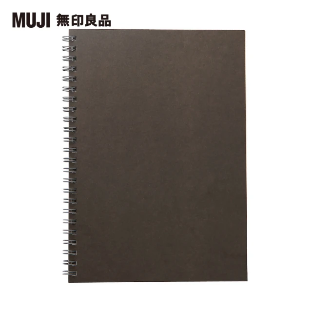 【MUJI 無印良品】植林木不易透色雙環筆記本/橫線/48頁.A5.深灰