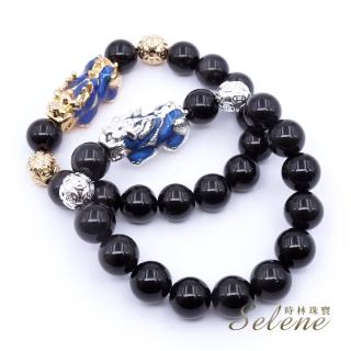 【Selene】聚財黑彩曜變色貔貅手珠(11-12mm)
