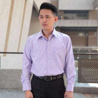 【JIA HUEI】長袖男仕吸濕排汗防皺襯衫 312條紋紫 商務 男襯衫(臺灣製造)