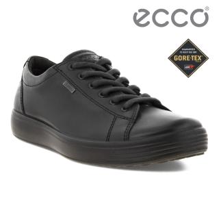 【ecco】SOFT 7 MENS 防水款經典輕巧休閒鞋 男(黑 43036421001)