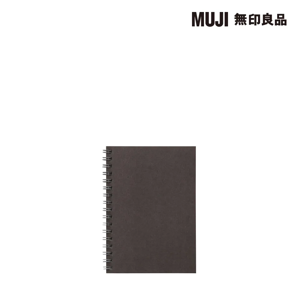 【MUJI 無印良品】植林木不易透色雙環筆記本/橫線/48頁.A6.深灰