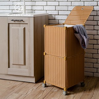 【藤立方Rattan Cube】移動組合式洗衣籃-附輪