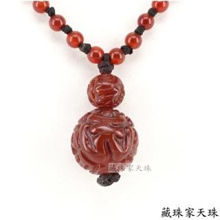 【藏珠家】紅玉髓財咒葫蘆天珠項鍊