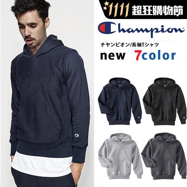 【Champion】冠軍美式連帽長袖上衣 HOODIE小標連帽T(保暖刷毛 男女可穿 運動休閒)