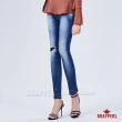 【BRAPPERS】女款 新美腳ROYAL系列-低腰割破補丁彈性窄管褲(藍)