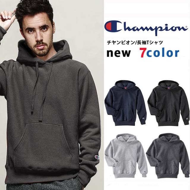 【Champion】冠軍電繡標刷毛連帽上衣 HOODIE保暖素色帽T(保暖刷毛 情侶 男女可穿 運動)