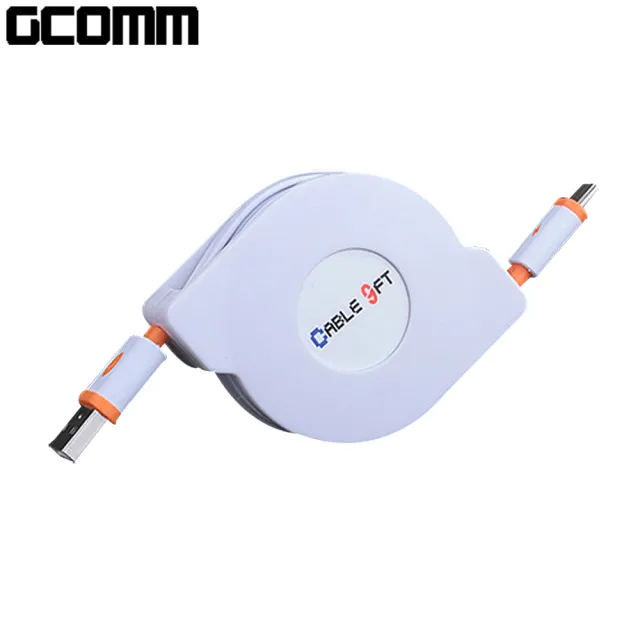 【GCOMM】micro強固型伸縮數據扁線 1.8米 溫暖橘(伸縮扁線)