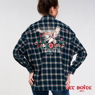 【BLUE WAY】長版格紋刺繡襯衫 - ET BOiTE 箱子