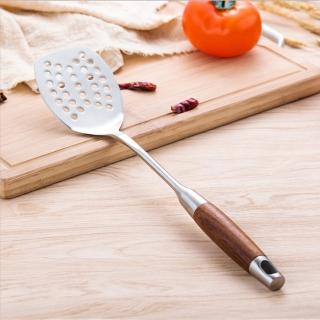 【PUSH!】廚房用品304不銹鋼煎鏟中空隔熱防燙花梨木設計(煎鏟 D148)