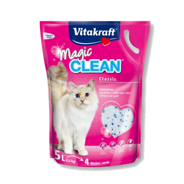 【德國Vitakraft】VITA Magic clean神奇抗菌水晶貓砂 5L/2.2kg*4入組(貓砂)