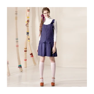 【Gennies 奇妮】前領可開釦吊帶洋裝(紫G2416)