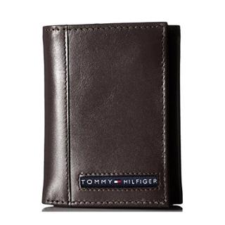 【Tommy Hilfiger】2018男時尚牛津薄三折棕深色皮夾-網(預購)