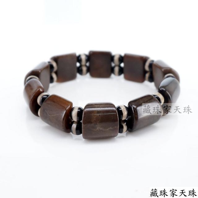 藏珠家 墨玉髓升官發財板珠天珠手鍊