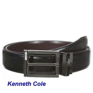 【KENNETH COLE】2018男時尚標誌扣黑酒棕色可翻轉兩用皮帶-網(預購)