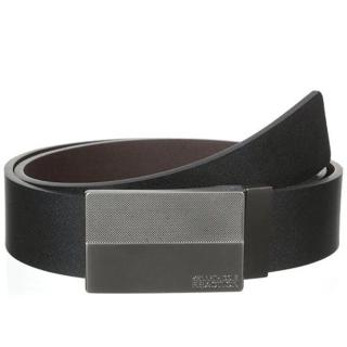 【KENNETH COLE】2018男磨砂塊狀匾牌標誌黑棕色可翻轉兩用皮帶-網(預購)