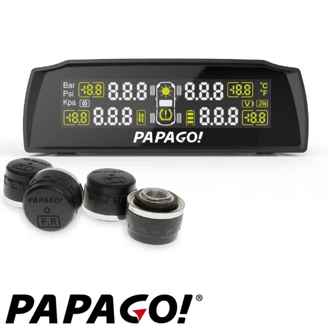 【PAPAGO!】S72E無線太陽能胎外式輕巧胎壓偵測器(胎外式 -兩年保固)