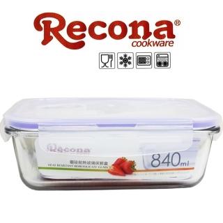 【Recona耐熱玻璃】長型玻璃保鮮盒840mlx1+贈便當袋x1-隨機/便當盒(2入隨機出貨)