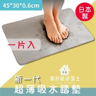 【森呼吸矽藻土】新一代超薄吸水踏墊-礦灰-精緻版(耐髒汙 吸水 踏墊 超薄 小尺寸 日本製)