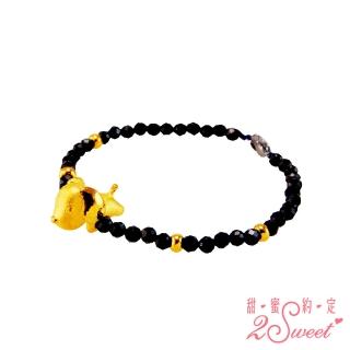 【2sweet 甜蜜約定】狗年純金+黑尖晶石手鍊-約重1.08錢(狗年金飾 純金手鍊)