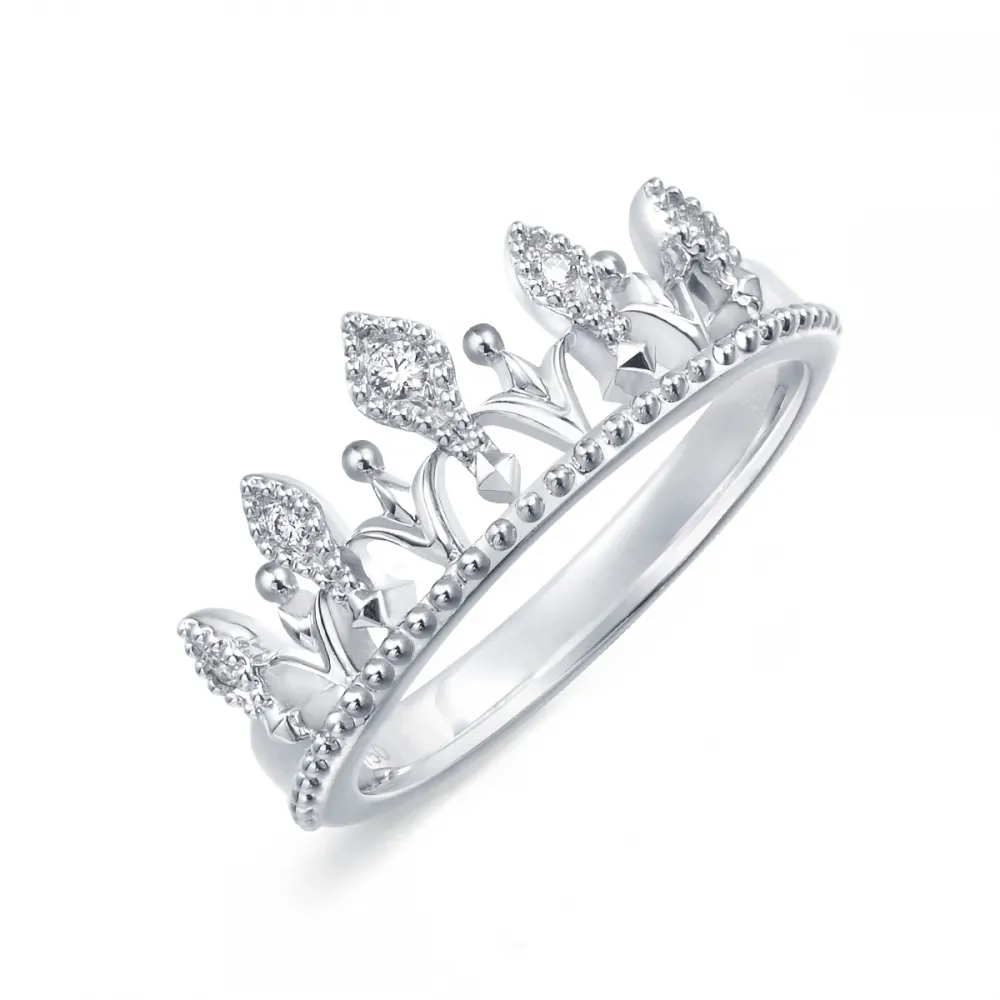 【點睛品】V&A 18K鑽石皇冠造型戒指