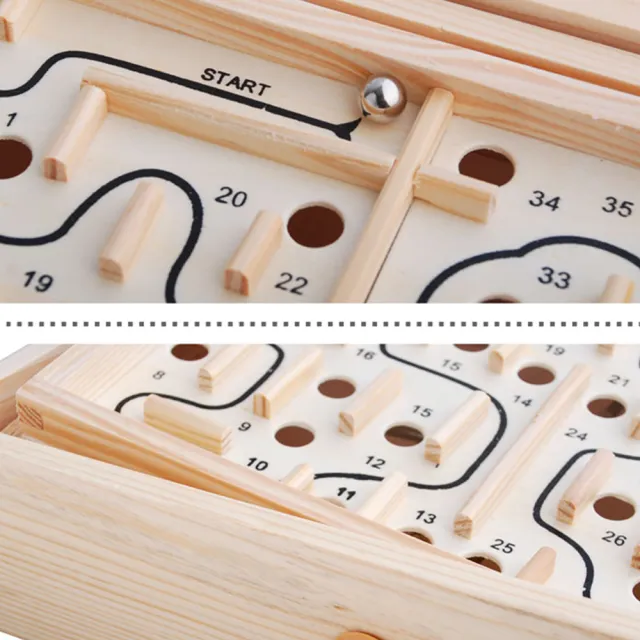 【GCT玩具嚴選】36關木製滾球迷宮桌遊(木製 彈珠台 迷宮 軌道 桌遊)