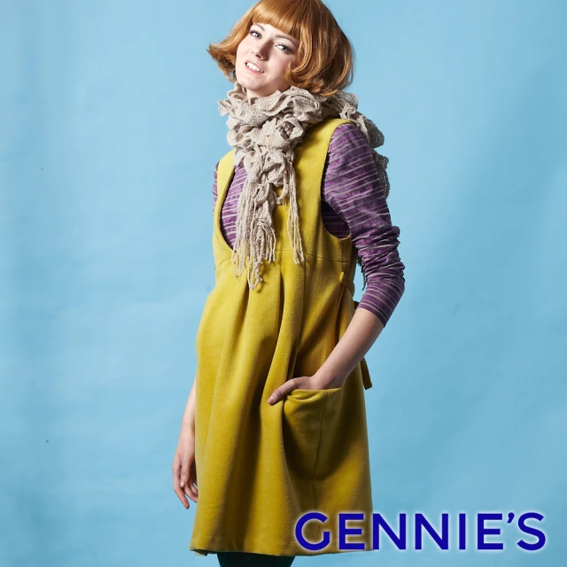 【Gennies 奇妮】V領亮眼背心洋裝(黃/紫G2219)