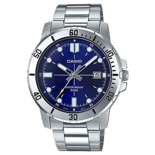 【CASIO 卡西歐】指標男錶 不鏽鋼日期顯示 防水50米(MTP-VD01D-2E)