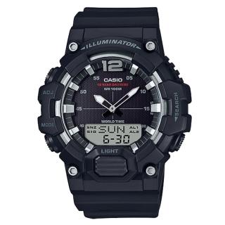 【CASIO 卡西歐】雙顯男錶 十年電力 世界時間 燈光 電話簿(HDC-700-1A)