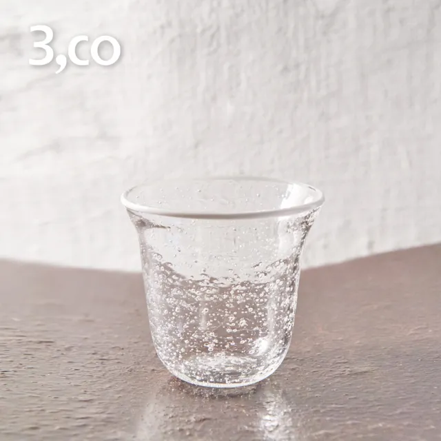 【3,co】手工氣泡感玻璃杯-白邊(小)