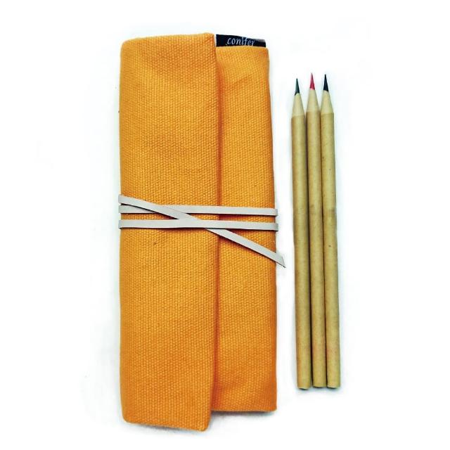 【綠的事務用品】Tissu牛津簡約綁繩筆袋-黃