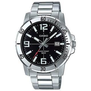【CASIO 卡西歐】指標男錶 不鏽鋼日期顯示 防水50米(MTP-VD01D-1B)
