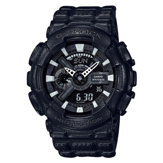 【CASIO 卡西歐】G-SHOCK皮革質感 雙顯男錶 防水200米 世界時間(GA-110BT-1A)