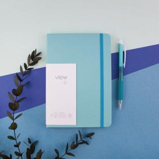 【綠的事務用品】眼色View-32K精裝方格筆記本-藍