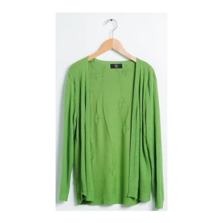 【玄太】葉形細縷空舒適針織罩衫(綠)
