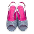 【GDC】春夏真皮氣質格紋魚口鞋-藍色(813307)