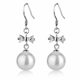 【I.Dear Jewelry】戀戀情歌-鑲鑽蝴蝶結垂墜氣質珍珠耳勾耳環(戀戀情歌)