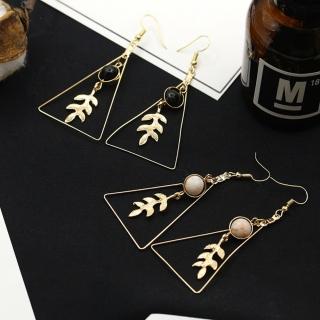 【I.Dear Jewelry】韓系飾品-誇張夜店風寶石幾何三角形樹葉垂墜耳環(2色)