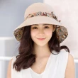 【幸福揚邑】愛心紋大帽檐抗UV防紫外線雙面配戴可摺疊遮陽帽(米)
