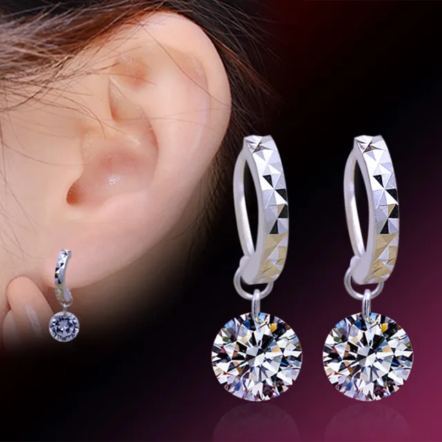 【I.Dear Jewelry】氣質晶鑽-時尚氣質垂墜裸鑽圈圈耳環(氣質晶鑽)