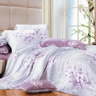 【Green  綠的寢飾】100%天絲植物花卉六件式兩用被床罩組愛如潮水(加大)