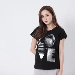 【so that’s me 好我】LOVE寬版反褶方袖女T(黑)